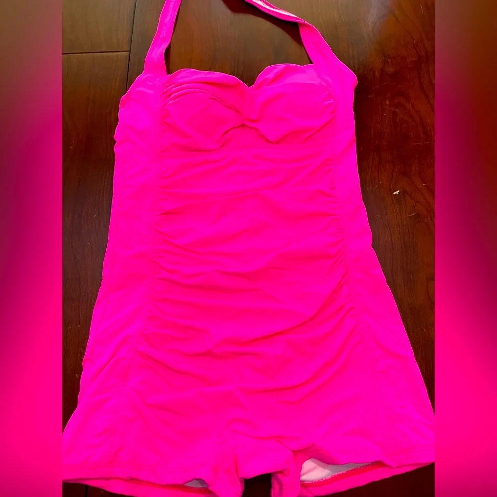 Tempt Me Women Hot Pink Tummy Control One Piece Swimsuits with Boyleg Shorts - Picture 8 of 10